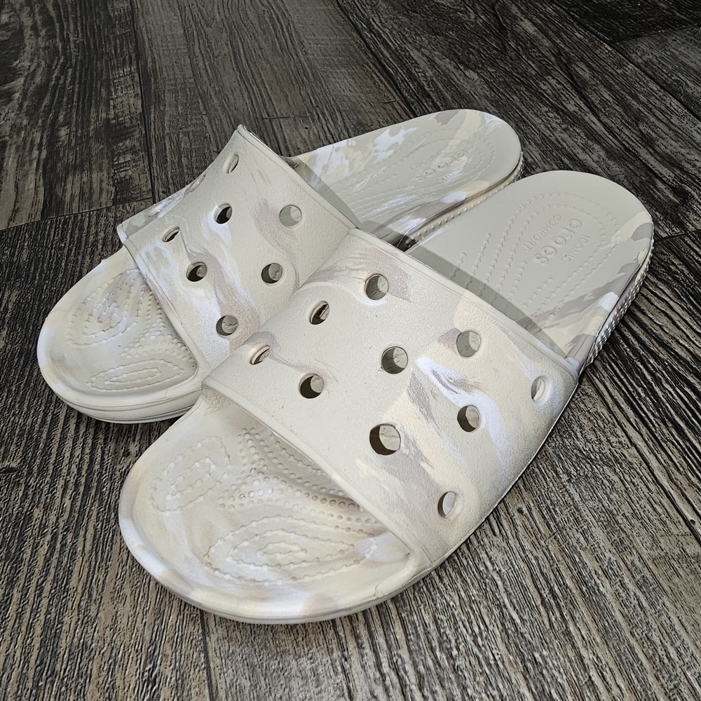 Crocs Beige Tie Dye Slide Sandals